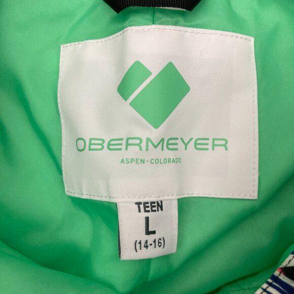 Obermeyer Anya Bib Pant Teen Size L 14-16 Alohaute Print Snowboarding Ski Winter - Picture 12 of 16
